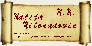 Matija Miloradović vizit kartica